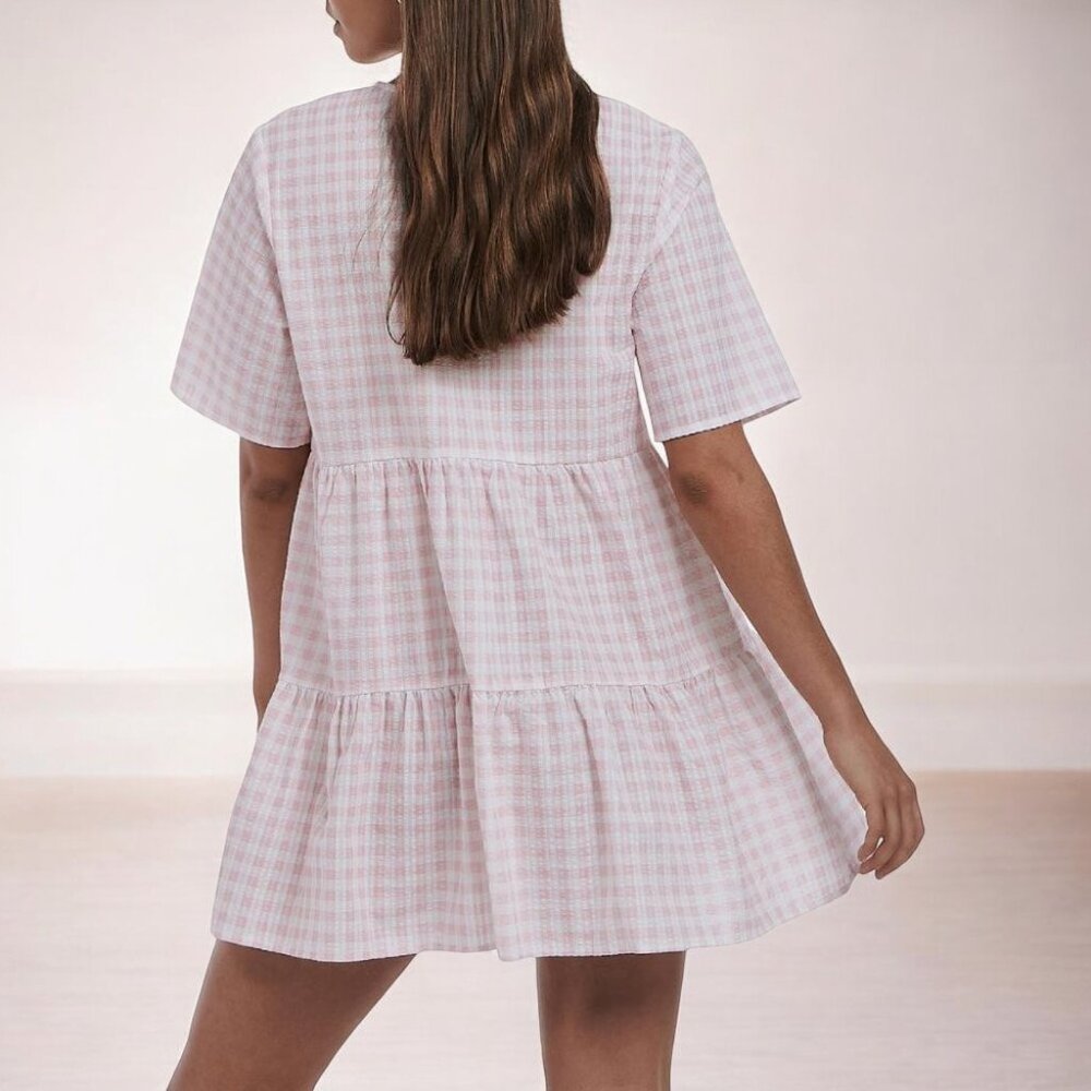 NWT CHARLIE HOLIDAY Belle Womens Checkered Short Sleeve - Picture 3 of 3